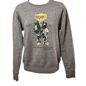 Ralph Lauren Limited Edition Polo Bear Women Gray Sweatshirt Size XS Blue Label
